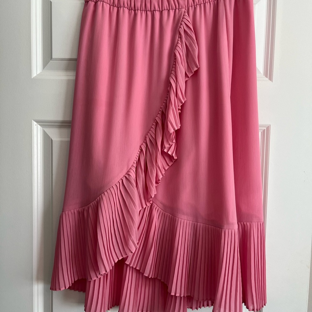J. Crew Pink Fluttery Midi Skirt (M)